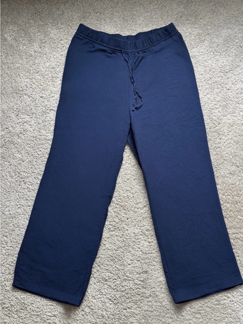 H&M linen blend navy pants medium wide leg